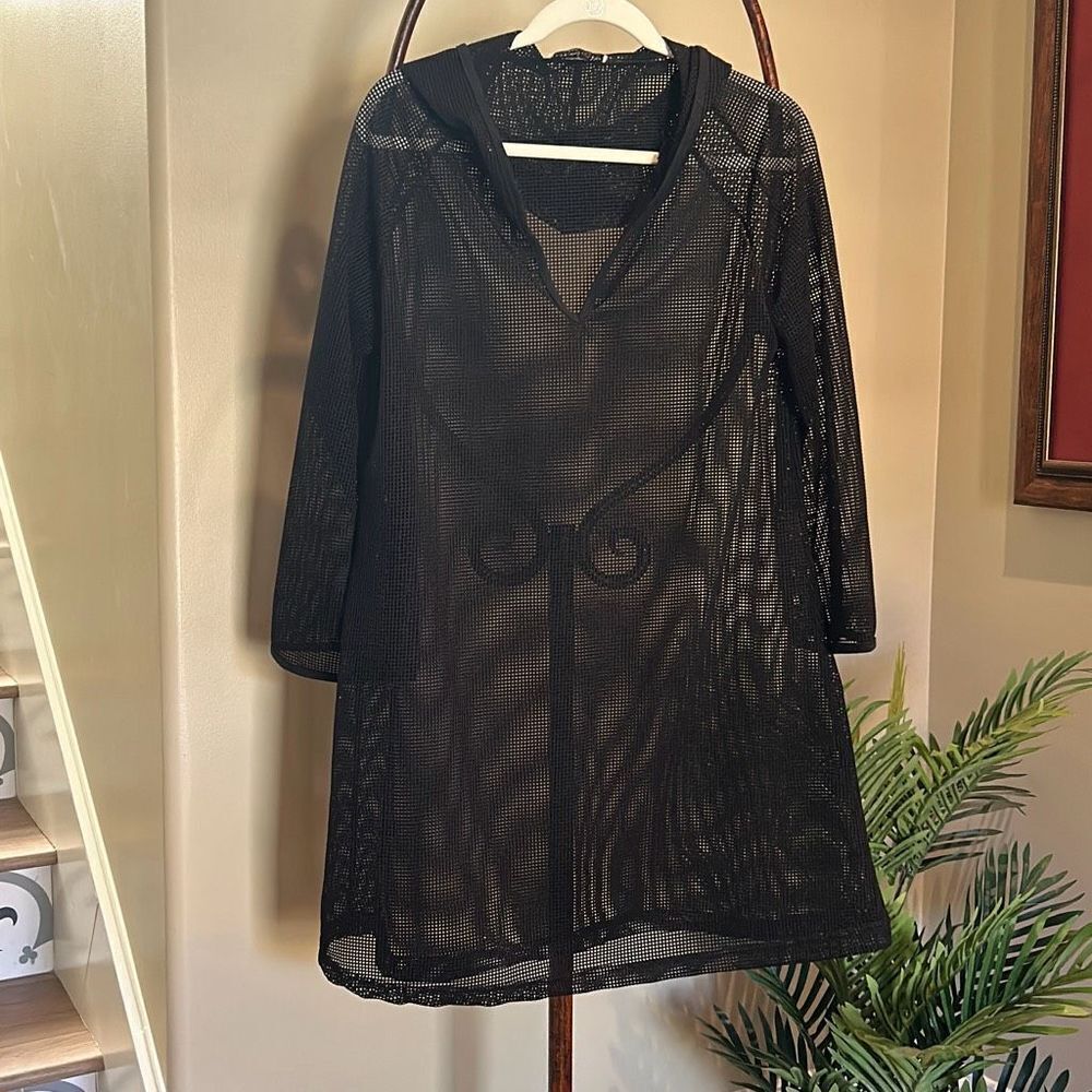 Black Mesh Swimsuit Coverup